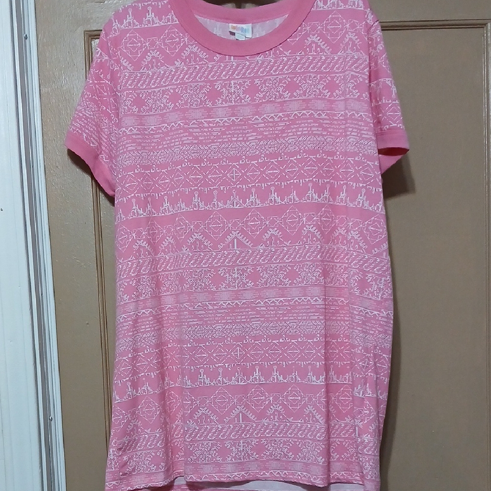 LuLaRoe Pink and White T-Shirt